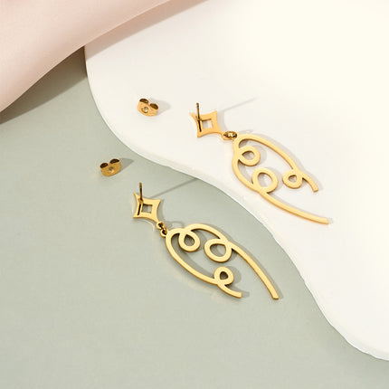 Aretes Largos De Gota Con Cinta De Color Y Efecto Azul De Acero Inoxidable