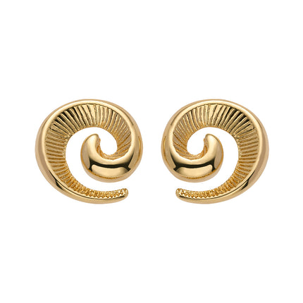 Aretes De Presión Para Mujer Clásicos En Espiral De Lujo De Cobre