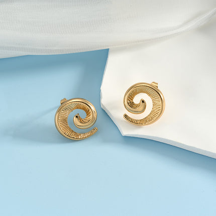 Aretes De Presión Para Mujer Clásicos En Espiral De Lujo De Cobre
