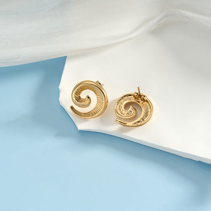 Aretes De Presión Para Mujer Clásicos En Espiral De Lujo De Cobre