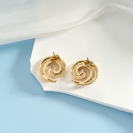 Aretes De Presión Para Mujer Clásicos En Espiral De Lujo De Cobre