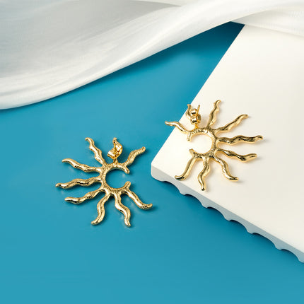 Aretes De Presión Con Diseño De Rayos De Sol Moderno De Acero Inoxidable