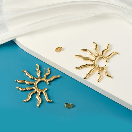 Aretes De Presión Con Diseño De Rayos De Sol Moderno De Acero Inoxidable