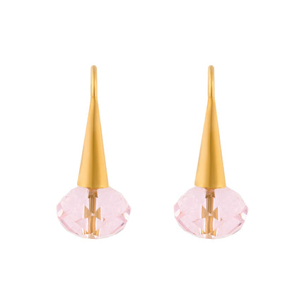 Aretes Colgantes Con Diamantes De Estilo Lujo De Acero Inoxidable Chapado En Oro 14K
