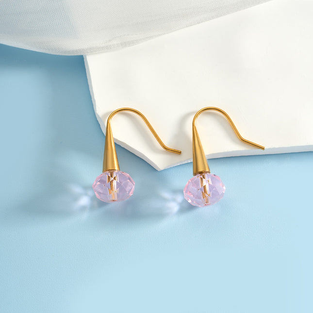 Aretes Colgantes Con Diamantes De Estilo Lujo De Acero Inoxidable Chapado En Oro 14K