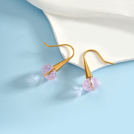Aretes Colgantes Con Diamantes De Estilo Lujo De Acero Inoxidable Chapado En Oro 14K