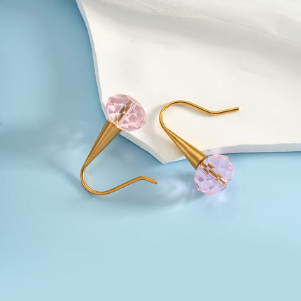 Aretes Colgantes Con Diamantes De Estilo Lujo De Acero Inoxidable Chapado En Oro 14K