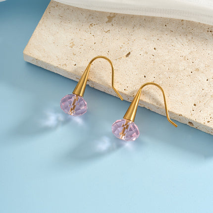 Aretes Colgantes Con Diamantes De Estilo Lujo De Acero Inoxidable Chapado En Oro 14K