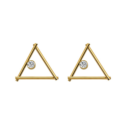 Aretes De Presión Para Mujer Con Diseño Triángulo Con Diamantes De Acero Inoxidable