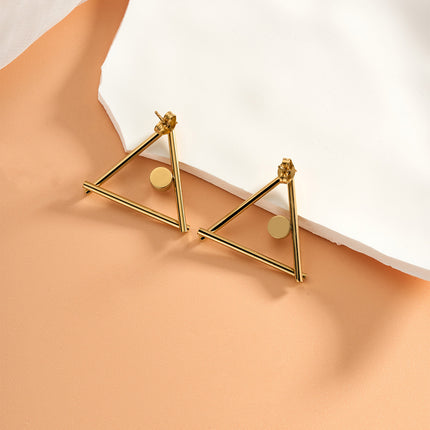 Aretes De Presión Para Mujer Con Diseño Triángulo Con Diamantes De Acero Inoxidable