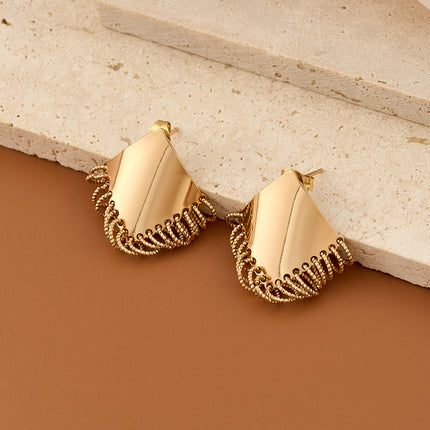 Aretes De Presión Con Aros Finos Cuadrados De Acero Inoxidable Chapado En Oro 14K