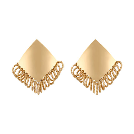 Aretes De Presión Con Aros Finos Cuadrados De Acero Inoxidable Chapado En Oro 14K