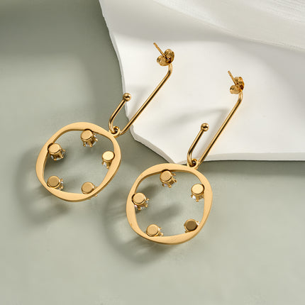 Aretes Largos De Acero Inoxidable Con Aros Y Diamantes Para Mujer