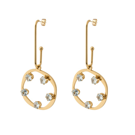 Aretes Largos De Acero Inoxidable Con Aros Y Diamantes Para Mujer