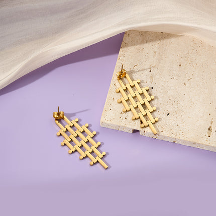 Pendientes Geométricos Clásicos De Lujo Estilo Europeo En Acero Inoxidable