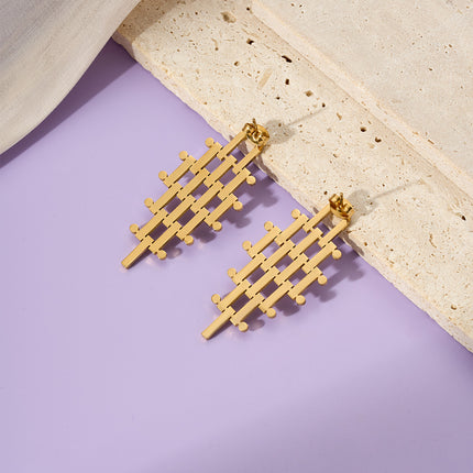Pendientes Geométricos Clásicos De Lujo Estilo Europeo En Acero Inoxidable