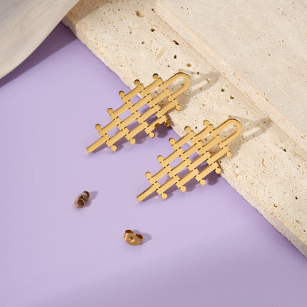 Pendientes Geométricos Clásicos De Lujo Estilo Europeo En Acero Inoxidable