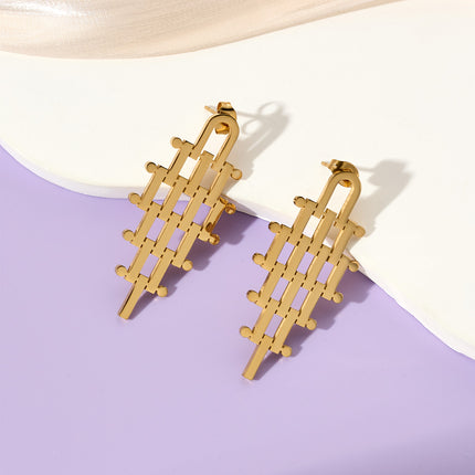 Pendientes Geométricos Clásicos De Lujo Estilo Europeo En Acero Inoxidable
