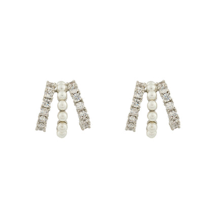 Aretes De Presión De Lujo Con Forma De Garra Y Perla Incrustada De Cobre