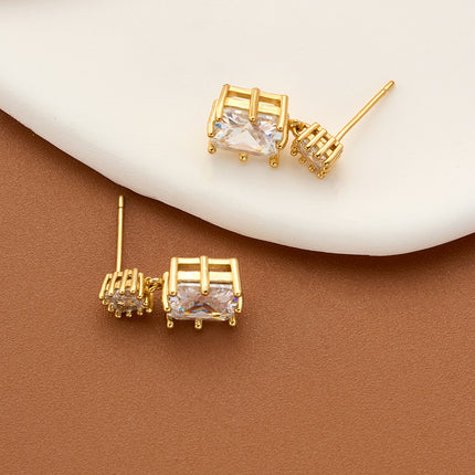 Aretes De Presión Colgante De Cuadrado Con Diamante Diseño Moderno Y Versátil De Cobre