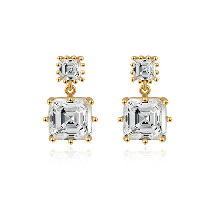 Aretes De Presión Colgante De Cuadrado Con Diamante Diseño Moderno Y Versátil De Cobre