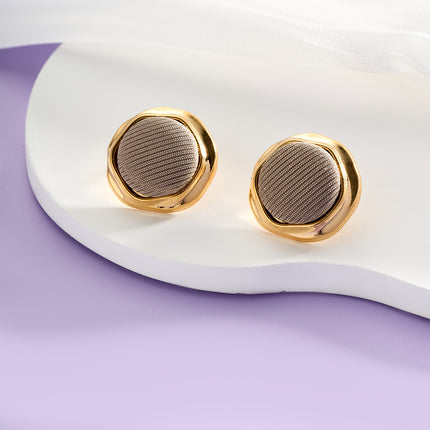 Aretes De Presión De Tela Con Diseño Vintage Y Estilo Elegante De Cobre