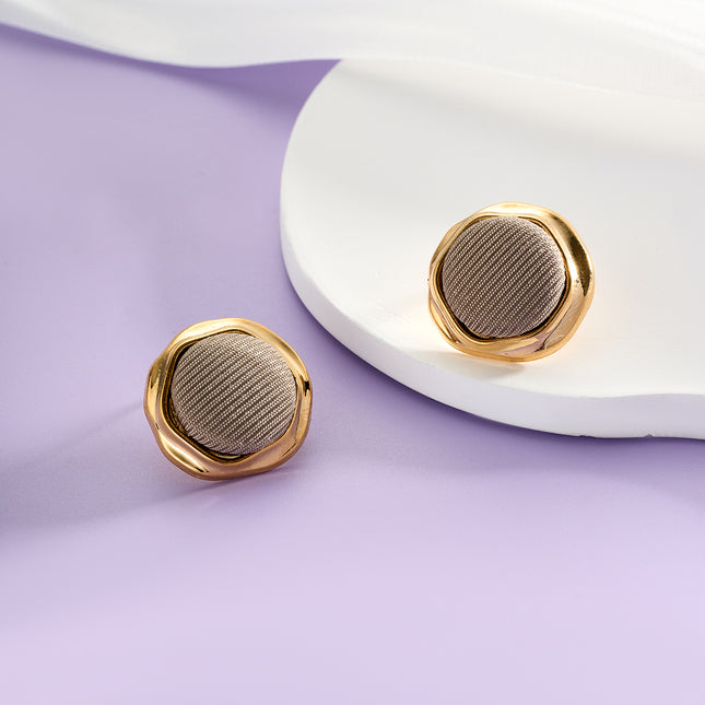 Aretes De Presión De Tela Con Diseño Vintage Y Estilo Elegante De Cobre