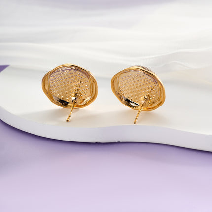 Aretes De Presión De Tela Con Diseño Vintage Y Estilo Elegante De Cobre