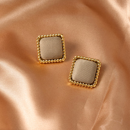 Aretes De Presión De Tela Con Diseño Vintage Y Estilo Elegante De Cobre