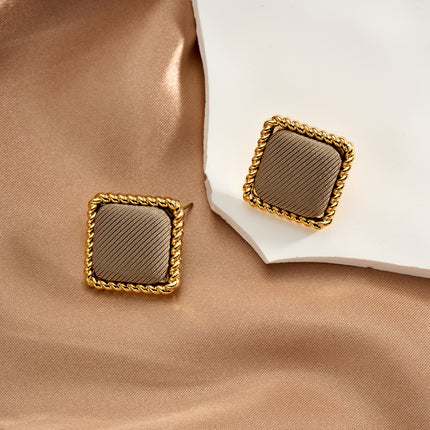 Aretes De Presión De Tela Con Diseño Vintage Y Estilo Elegante De Cobre