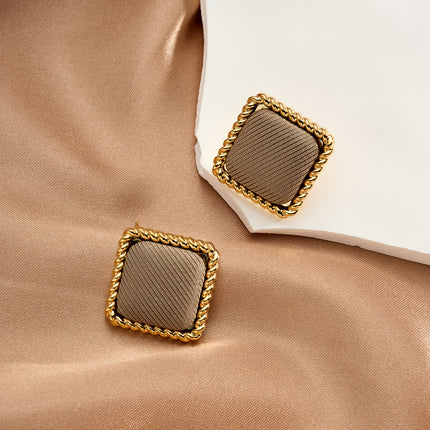 Aretes De Presión De Tela Con Diseño Vintage Y Estilo Elegante De Cobre