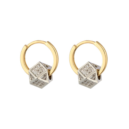 Aretes De Presión De Poliedro Circular Colgante Diseño Versátil De Cobre