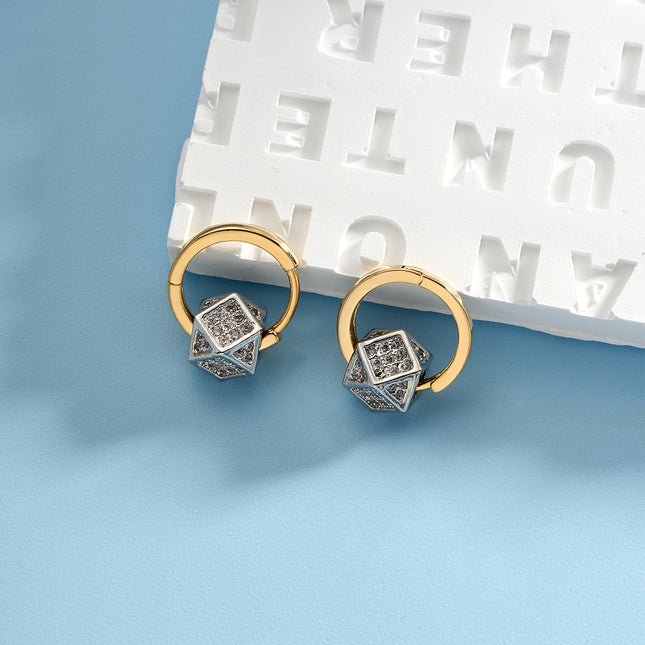 Aretes De Presión De Poliedro Circular Colgante Diseño Versátil De Cobre