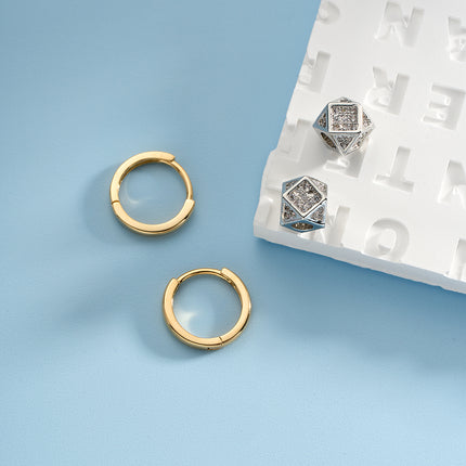 Aretes De Presión De Poliedro Circular Colgante Diseño Versátil De Cobre