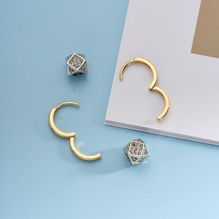 Aretes De Presión De Poliedro Circular Colgante Diseño Versátil De Cobre