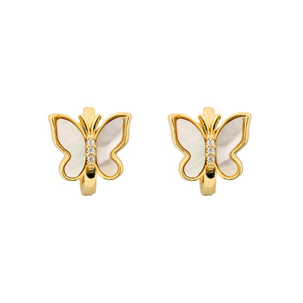 Aretes De Presión Mariposa Concha Ligera De Lujo Diseño Elegante De Cobre