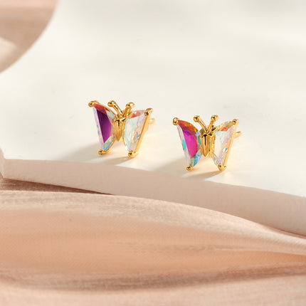 Aretes De Presión Mariposa Láser Diseño Moderno Y Elegante De Cobre