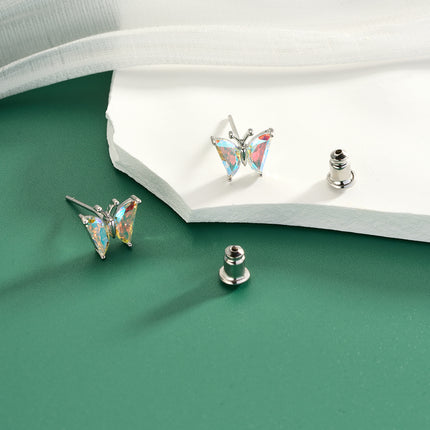 Aretes De Presión Mariposa Láser Diseño Moderno Y Elegante De Cobre