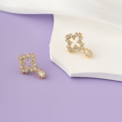 Aretes De Presión Diseño Elegante De Globo Con Zirconia De Cobre