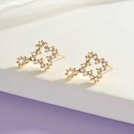 Aretes De Presión Diseño Elegante De Globo Con Zirconia De Cobre