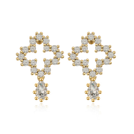 Aretes De Presión Diseño Elegante De Globo Con Zirconia De Cobre