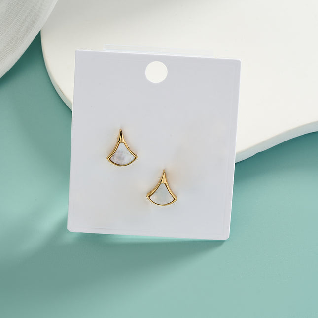 Aretes De Presión Con Diseño Dorados Con Forma De Abanico De Concha De Cobre