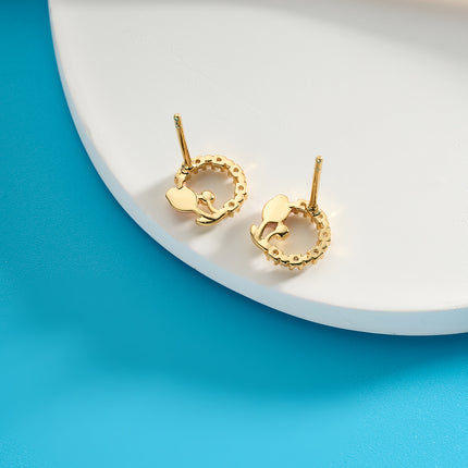 Aretes De Presión Con Diseño Perlas De Tulipán En Cobre