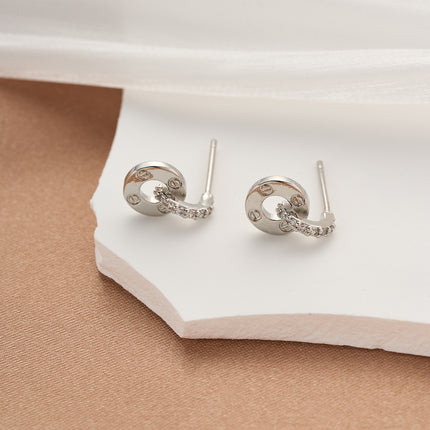 Aretes De Presión Con Diseño Estrella De Siete Puntas En Cobre