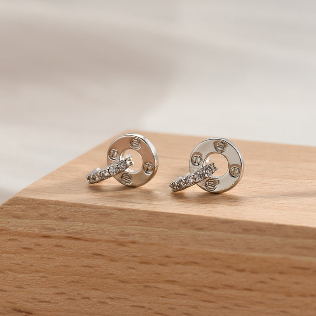 Aretes De Presión Con Diseño Estrella De Siete Puntas En Cobre