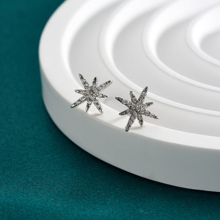 Aretes De Presión Con Diseño Estrella De Siete Puntas En Cobre, Estilo Versátil