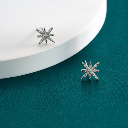 Aretes De Presión Con Diseño Estrella De Siete Puntas En Cobre, Estilo Versátil