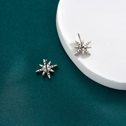 Aretes De Presión Con Diseño Estrella De Siete Puntas En Cobre, Estilo Versátil
