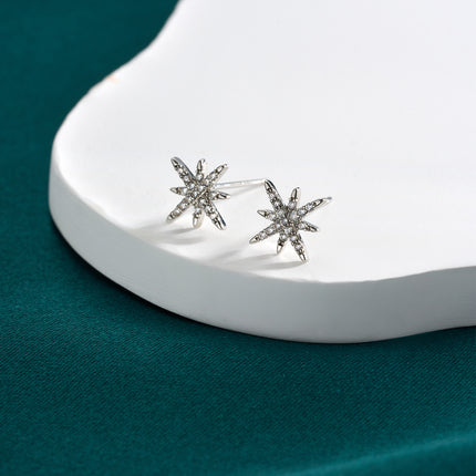 Aretes De Presión Con Diseño Estrella De Siete Puntas En Cobre, Estilo Versátil