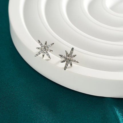 Aretes De Presión Con Diseño Estrella De Siete Puntas En Cobre, Estilo Versátil